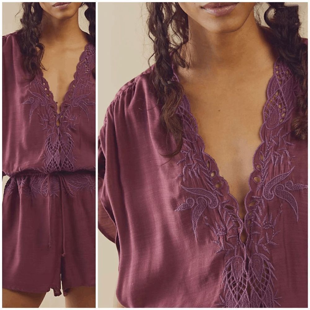 Free People Weila Romper - Burgundy - Picture 2 of 2